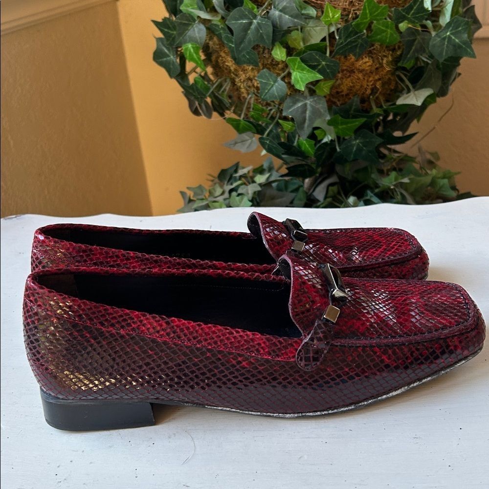 Stuart Weitzman Ruby Red Serpentine Slip On Oxfor… - image 3